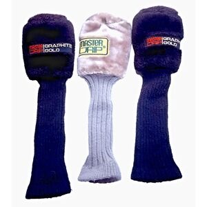 Lot of 3 Plush Master Grip Golf Wood Head Covers Sock Sleeves‎ #'s Missing Clean